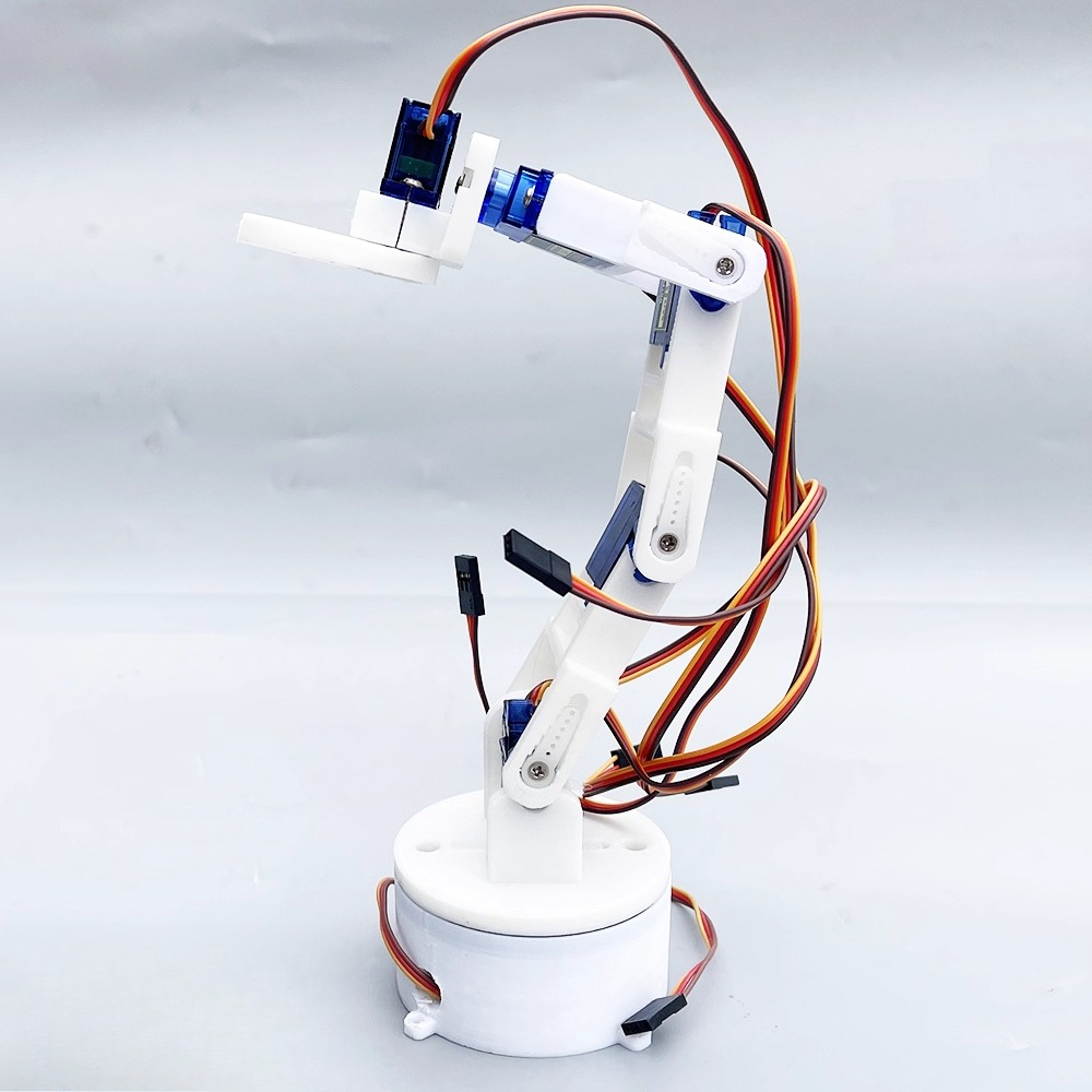 3D Printing Robot Arm - 3D printed white six-axis robotic arm
