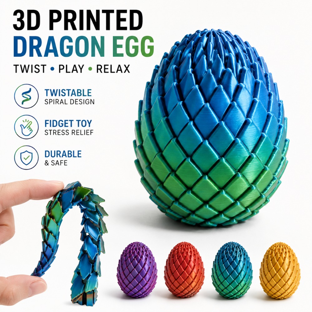 3D Printing Gif - 3D Printed 7.5/5.5CM Twisted Dragon Egg