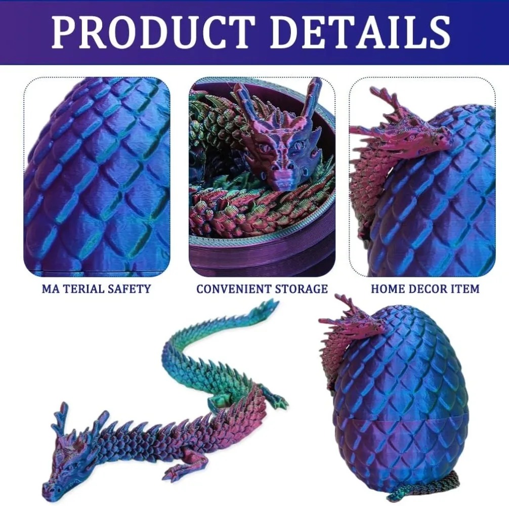 3D Mini Chinese Dragon Surpris - 3D Printing Egg ulasan dan harga
