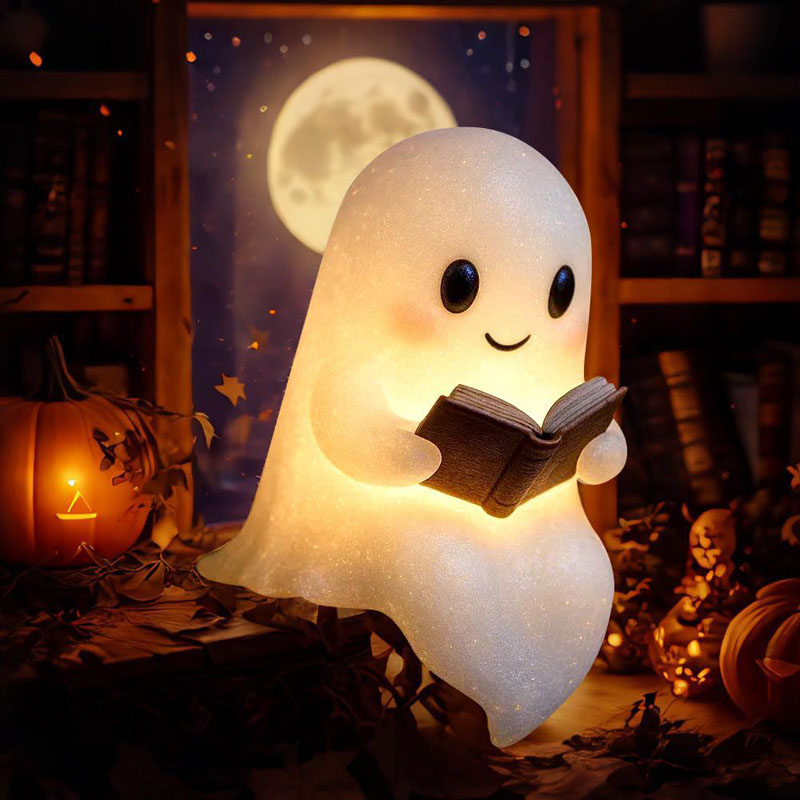 New Cute Ghost Reading Book La - 3D Printing Lamp ulasan dan harga